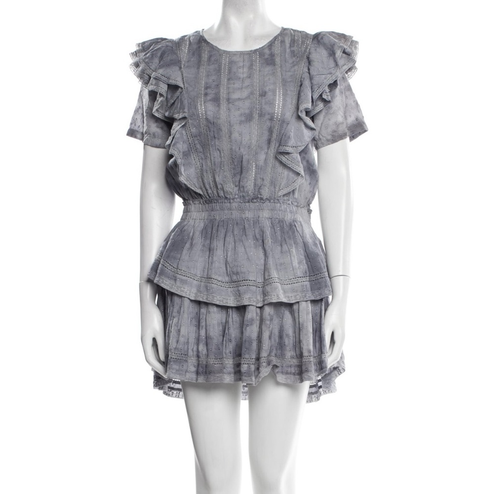 LoveShackFancy Gray Ruffled Mini Dress - Picture 3 of 7